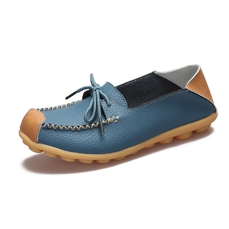 Color Block Loafer Leather Shoes