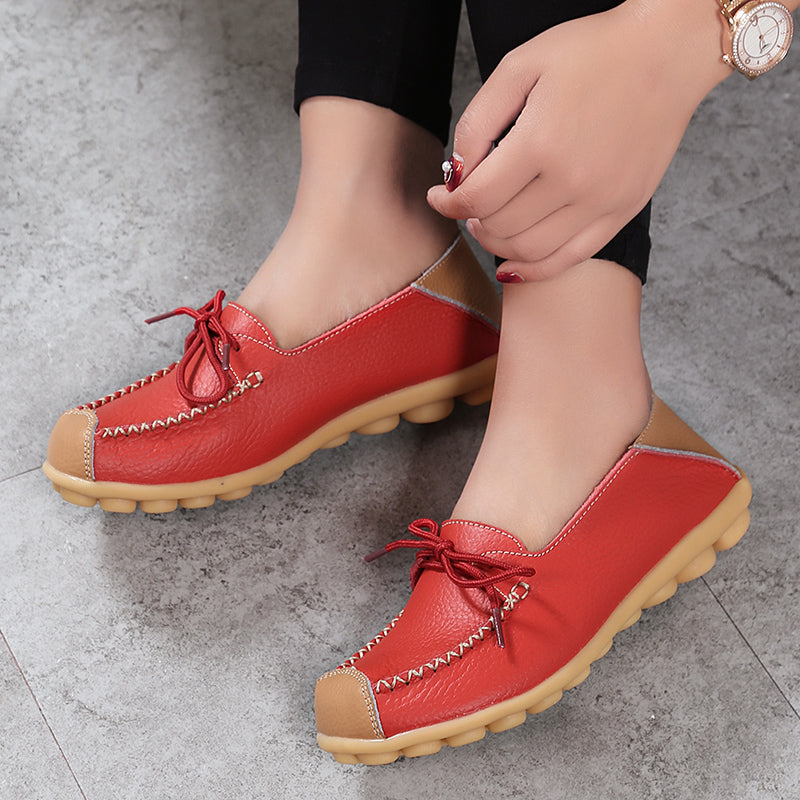Color Block Loafer Leather Shoes