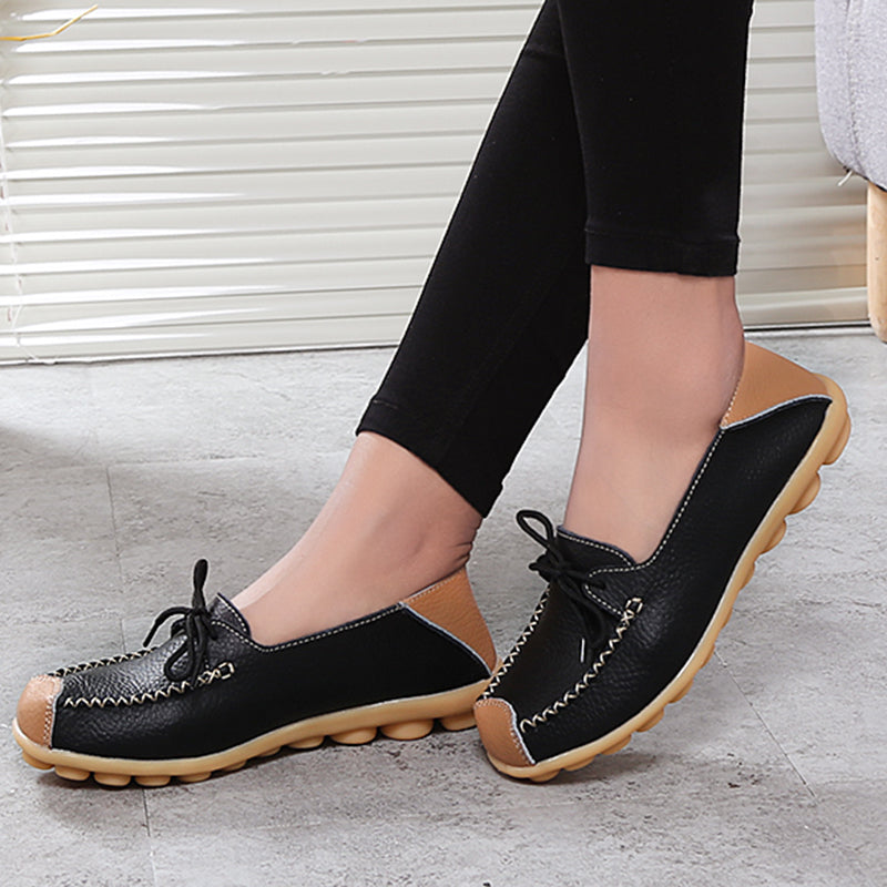 Color Block Loafer Leather Shoes
