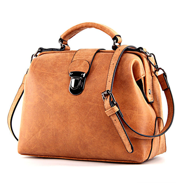 Matte PU Leather Messenger Large Crossbody Handbag