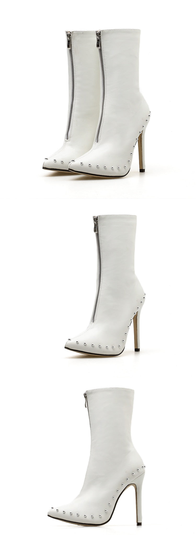 POINTED TOE STUDDED ANKLE BOOTS SHOES