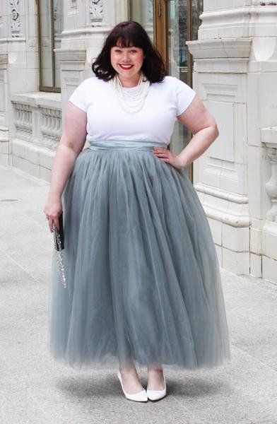 Plus Size Tulle Maxi High Waist Skirt