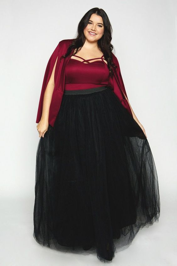 Plus Size Tulle Maxi High Waist Skirt