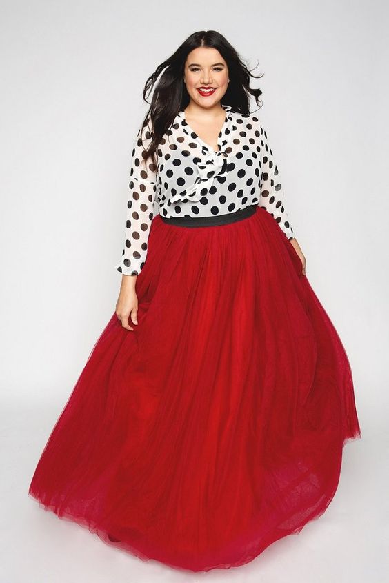 Plus Size Tulle Maxi High Waist Skirt