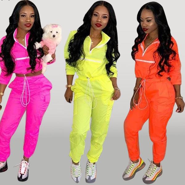 Neon Long Sleeve Jogger Pants Suit Set