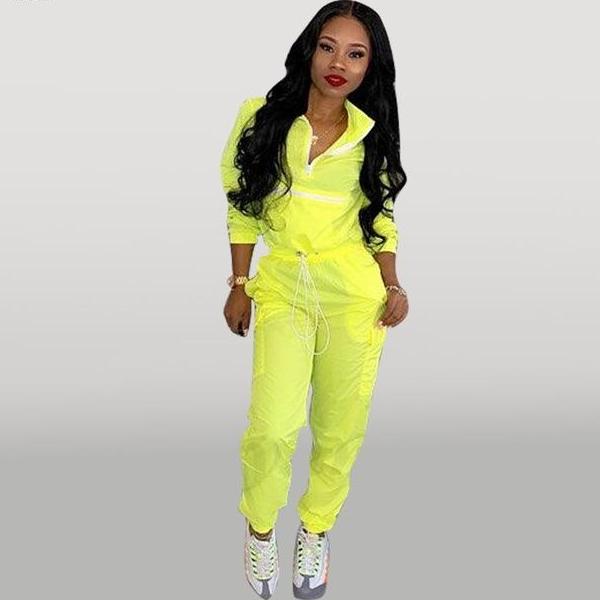 Neon Long Sleeve Jogger Pants Suit Set