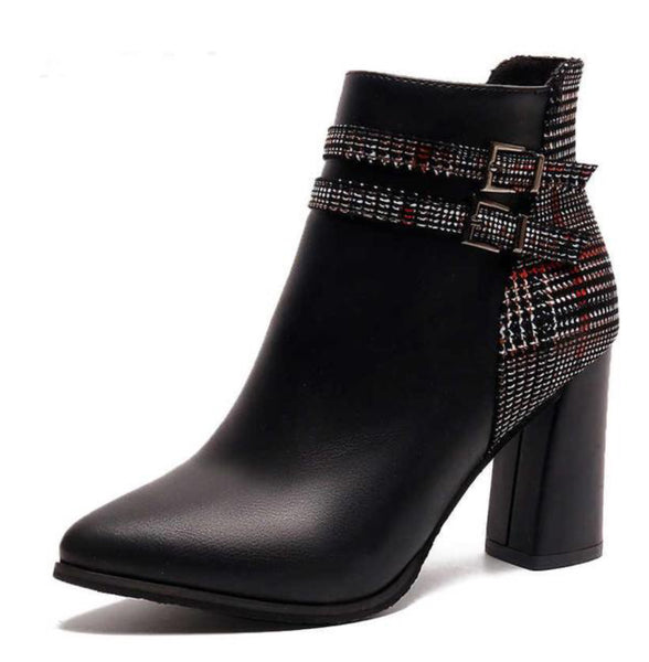LEATHER TWEED ANKLE BOOTS SHOES