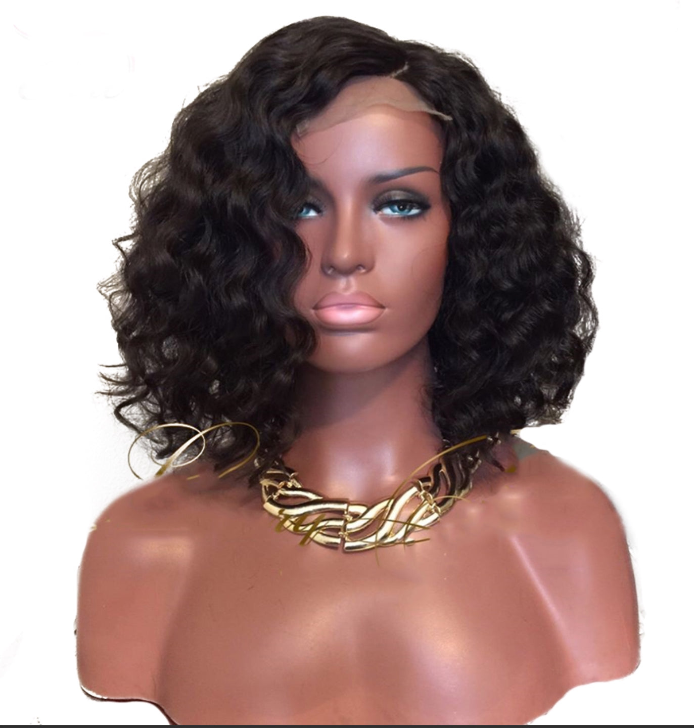 Lace Front  Brazilian Curly Bob Pre Plucked Human Hair Wig
