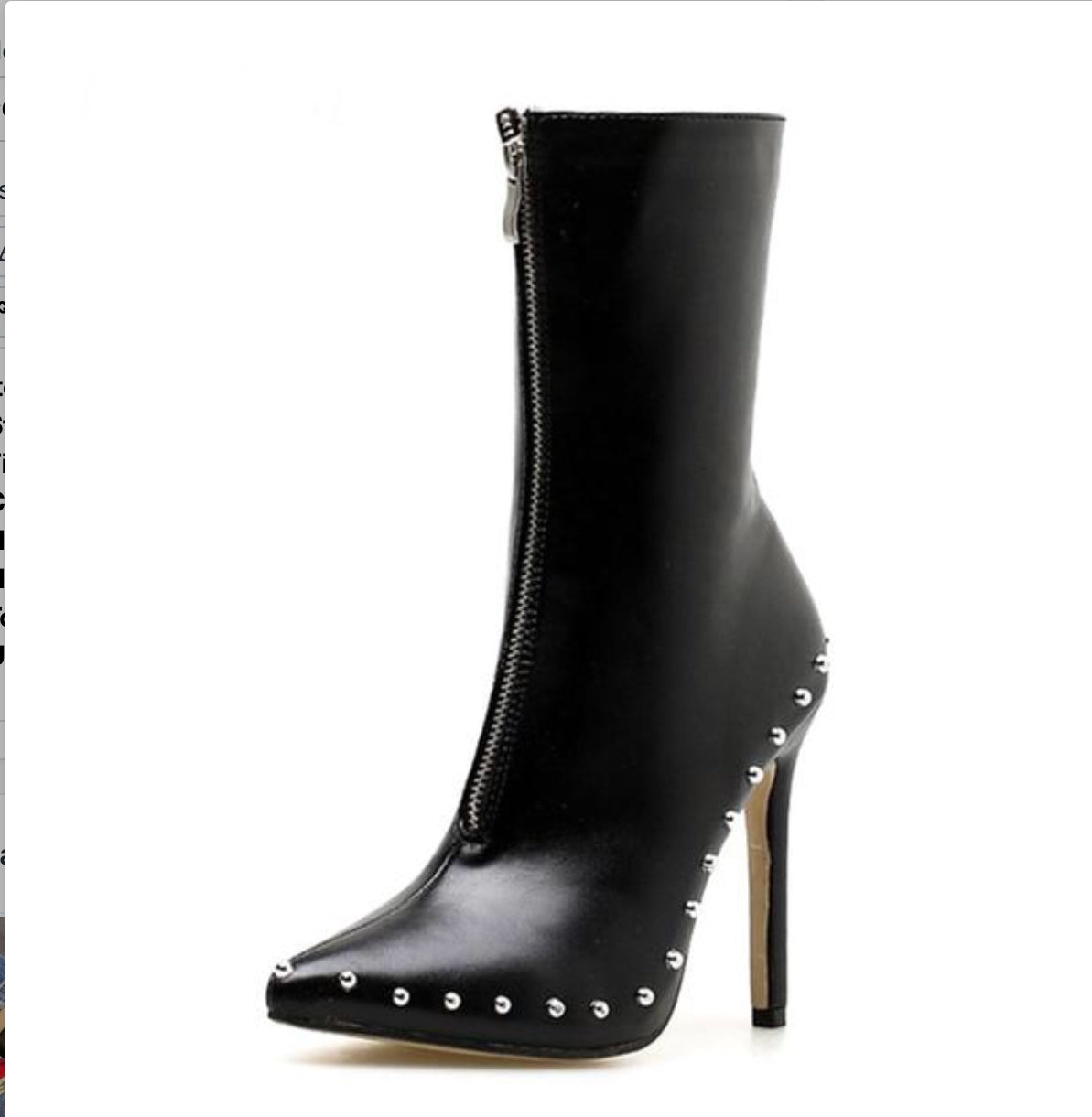POINTED TOE STUDDED ANKLE BOOTS SHOES