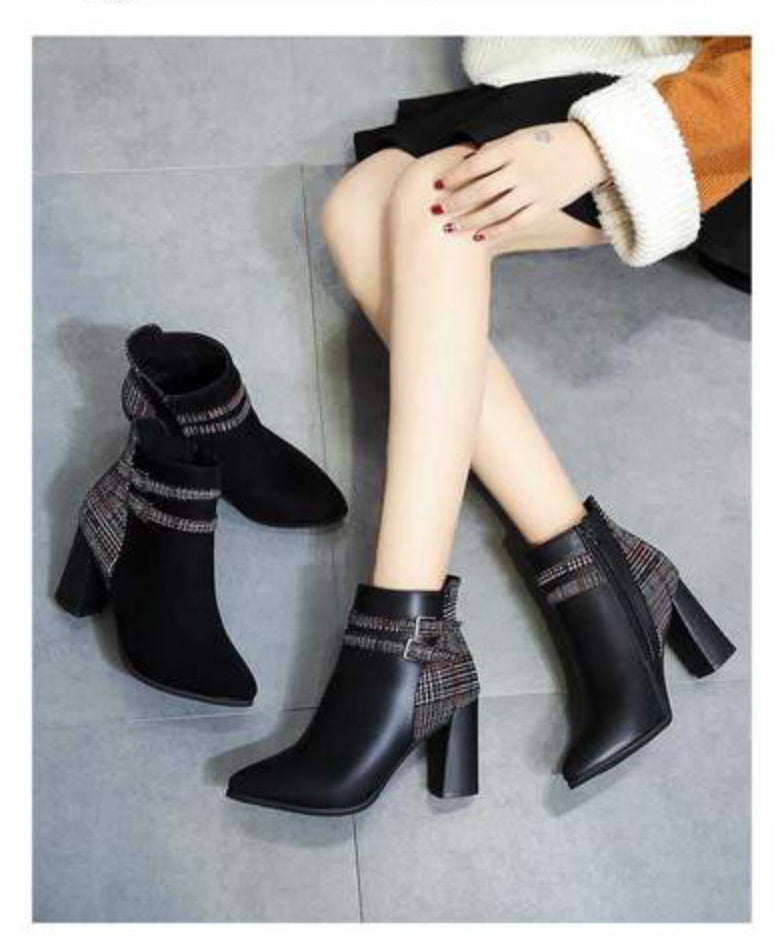 LEATHER TWEED ANKLE BOOTS SHOES