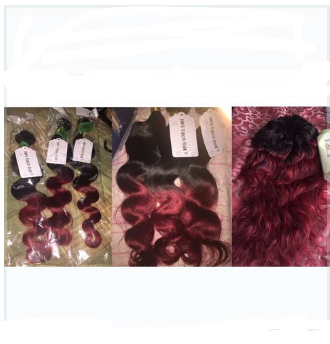 Burgundy 1B Ombre Brazilian Body Wave  Hair Extensions Weave Bundles