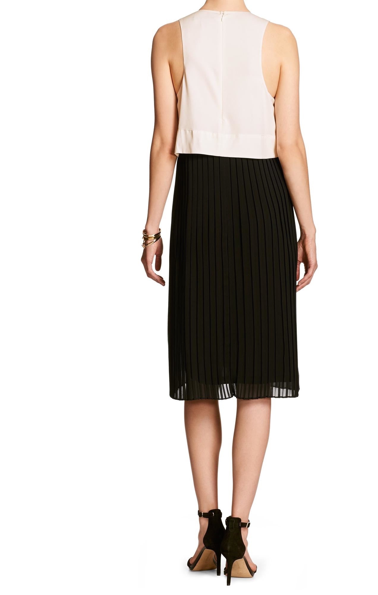 BANANA REPUBIC PLEATED BLACK AND WHITE DRESS