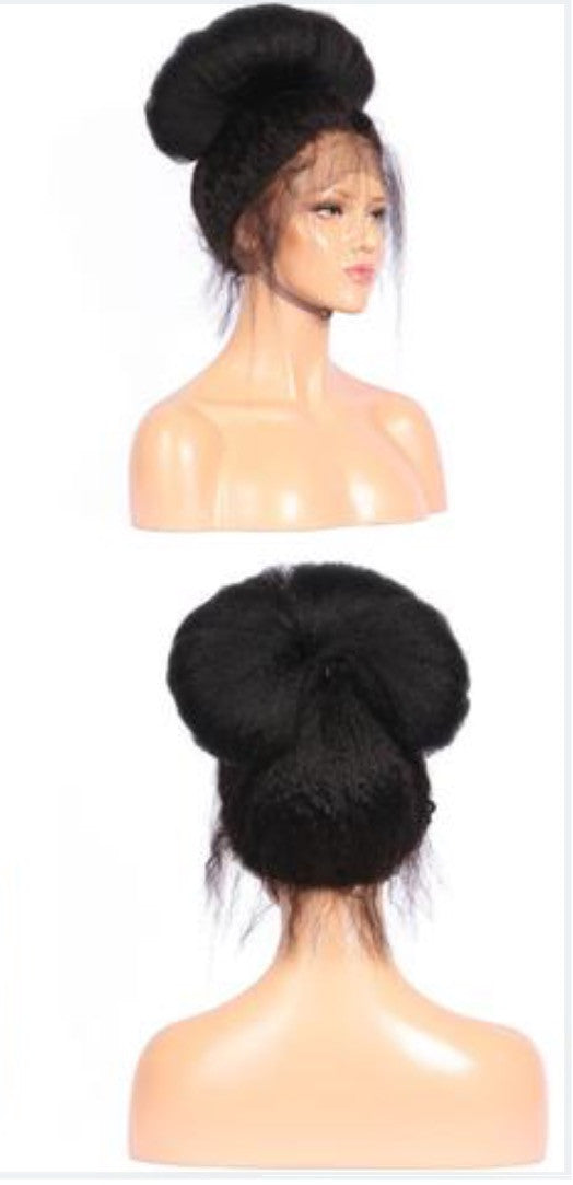 Lace Front  Brazilian Remy Kinky Straight Hair Wig Bleached knots Pre Plucked
