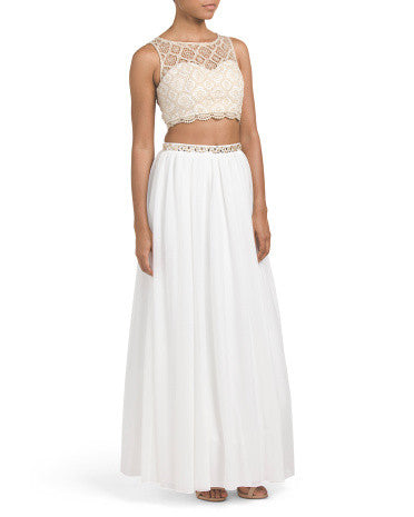 Sequin Hearts Lace Two-Piece Dress