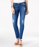 MICHAEL KORS DIstressed straight- leg  medium wash Jeans