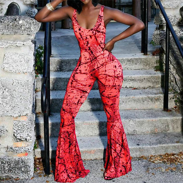 Boho Sleeveless Wide Leg Pants Jumpsuit