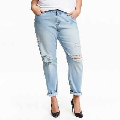 Plus Size Boy Friend Ripped Jeans