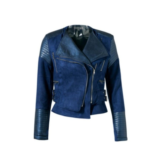 Faux Leather Exposed Zipper Biker Jacket