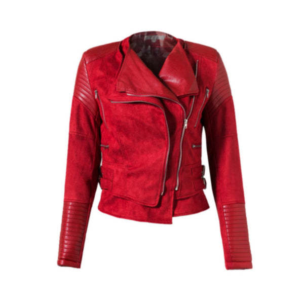 Faux Leather Exposed Zipper Biker Jacket