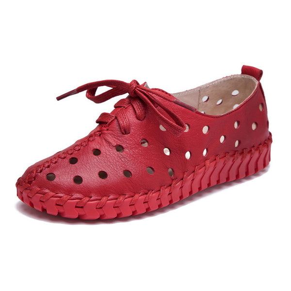 Genuine Leather Eyelet Loafers  Shoes