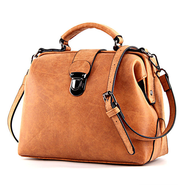 Matte PU Leather Messenger Large  Crossbody Handbag