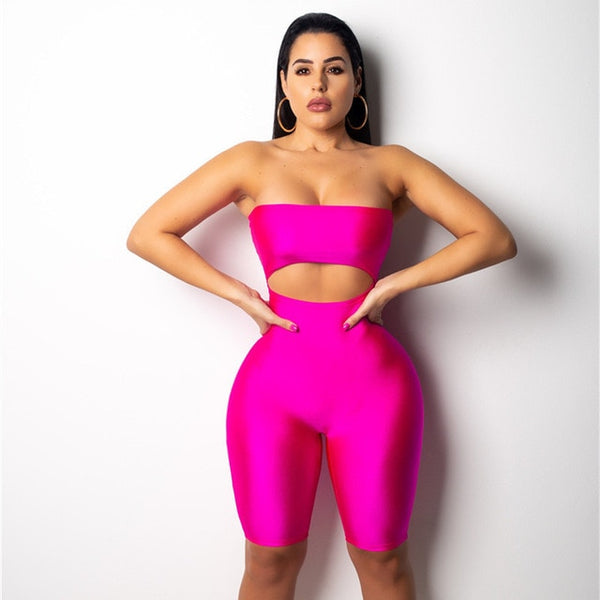 Front Cutout Alter Top Short Jumpsuit