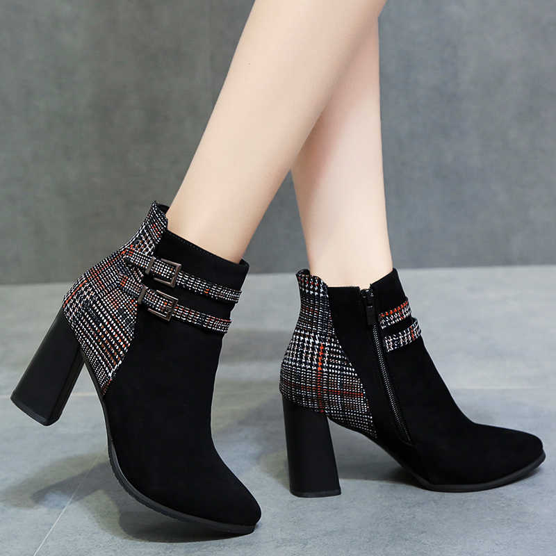 LEATHER TWEED ANKLE BOOTS SHOES