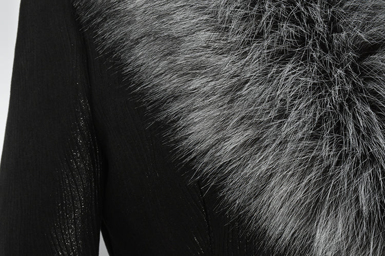 Fur Collar Faux Leather Coat